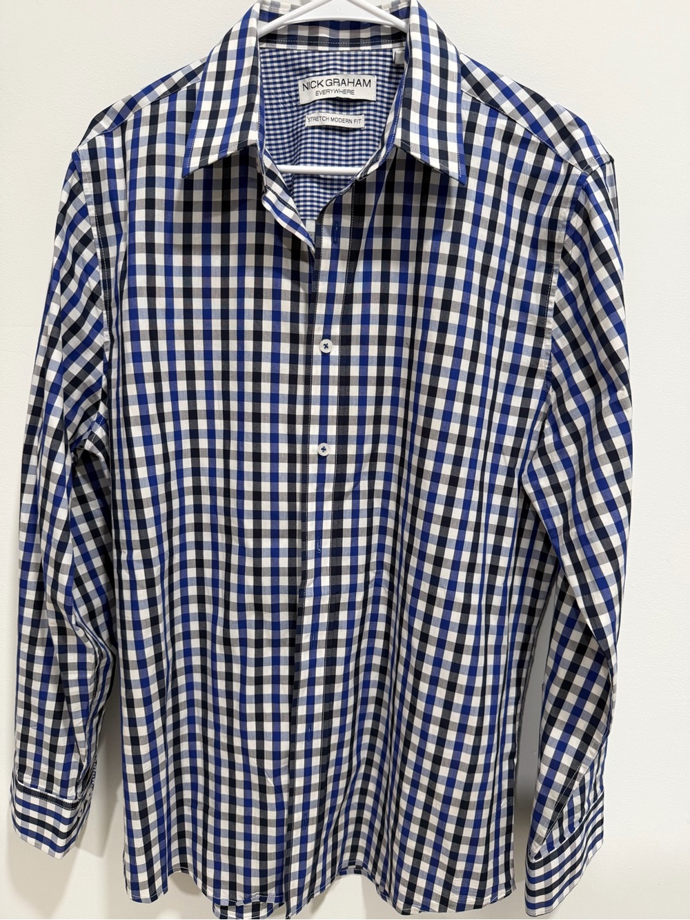 Nick Graham Men's Blue and White Gingham Dress Shirt